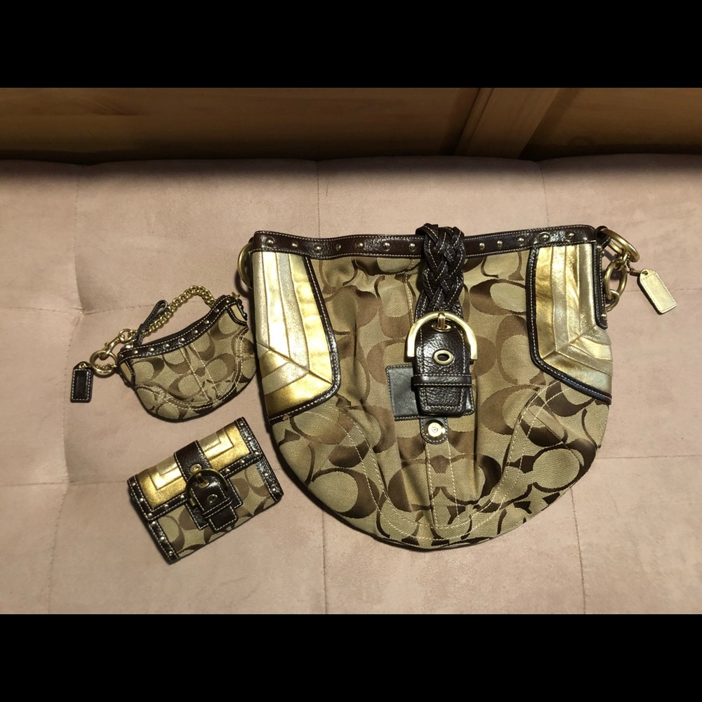 Limited edition coach hobo bag, wallet, coin purse